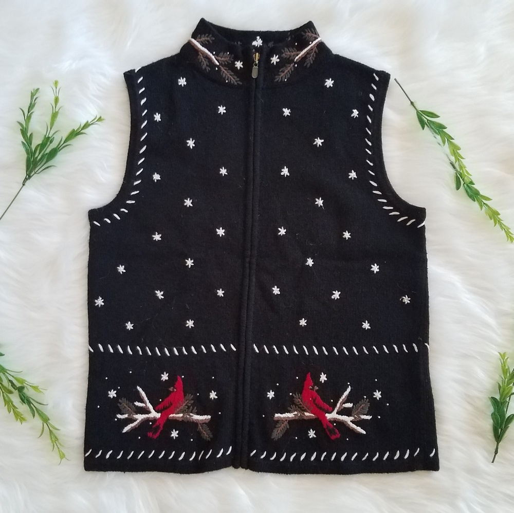 Black cardinal sweater vest by Christopher & Banks